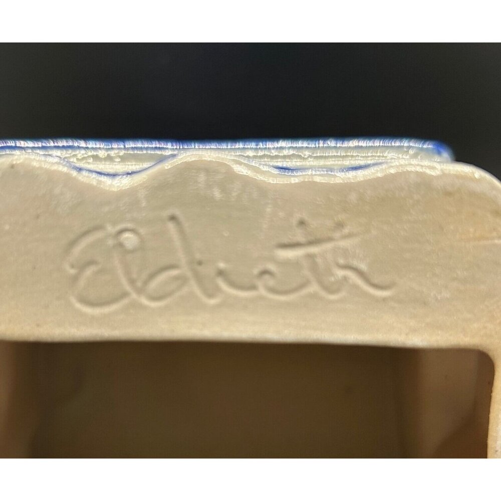 Eldreth Pottery Christmas Blue Salt Glaze Chapel Church Vintage Signed 1999 - Picture 10 of 14